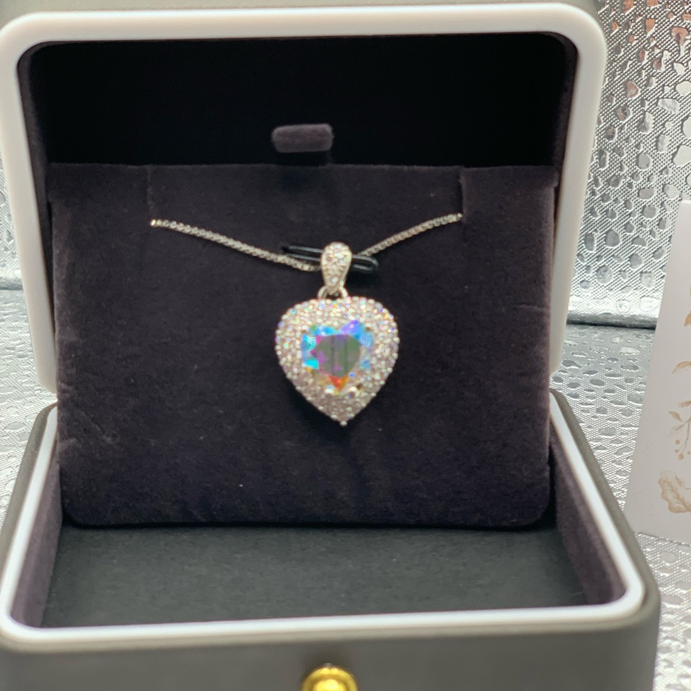 Alexandrite Heart birthstone necklace gift set (April)